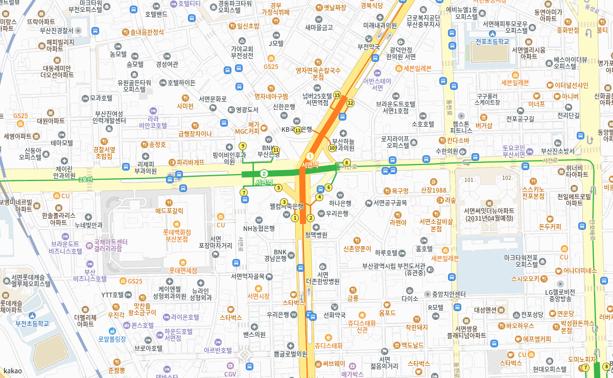 청맥병원 위치 지도 부산 부산진구 중앙대로 716-1 서면역 2번 출구 앞